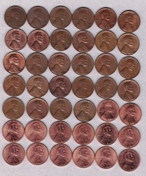 USA 1 cent 1951-2017 na sztuki od 50 gr/szt