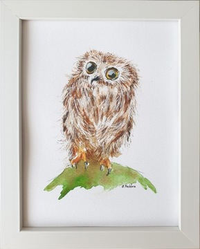 Obraz ręcznie malowany "Sowa" +rama ptaki 