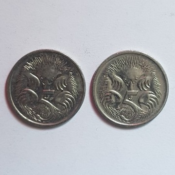 Monety, Australia 5 centów 1994 i 5 centów 2003