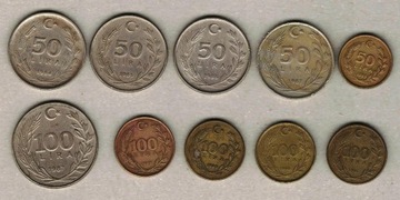 Turcja 50, 100 lira 1984-1990 na sztuki