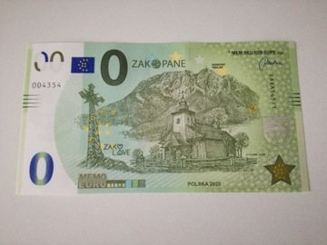 Banknot 0 Euro Memo Zakopane 2020