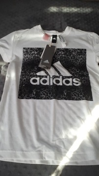 T-shirt dziewczęcy biały Adidas roz. 140