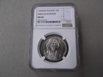 10 zł. 1965 Mikołaj Kopernik   NGC  MS66 rzadkie