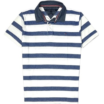 TOMMY HILFIGER Koszulka Polo Męska w Paski Logo M