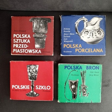 4 sztuki Polska porcelana szkło broń sztuka