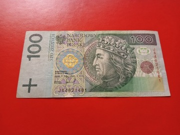 Banknot 100 zł seria JA 4621481, 1994 rok