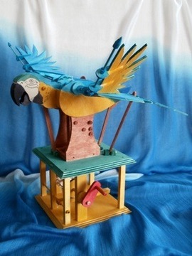 Papuga Ara drewno figurka ruchoma na prezent model