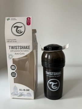 Twistshake, butelka antykolkowa, black, 180 ml