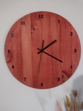 Zegar ścienny drewniany loft industrial czerwony 