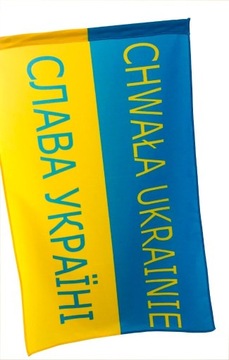 Flaga Ukrainy z Napisem 115x70 cm PRODUCENT