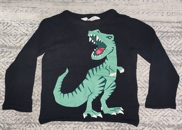 Sweter Bluza H&M r. 18-24 m-c czarny Dinozaur