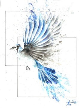 Obraz akwarela ptak w locie 30x40