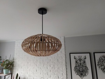 Lampa wisząca, jasne drewno bambusowe