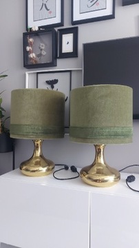 Dwie Duńskie lampy do sypialni stolowe zielone