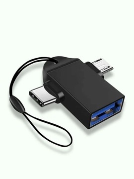 Adapter OTG 2w1 USB (A) do USB-C i micro-USB