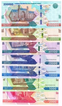 Uzbekistan zestaw specimenów / specimen 7 szt. UNC