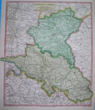 1896 MAPA ŚLĄSK WIELKOPOLSKA Poznań Wrocław Toruń