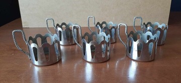 Metalowe koszyczki do szklanek (6 sztuk) | PRL
