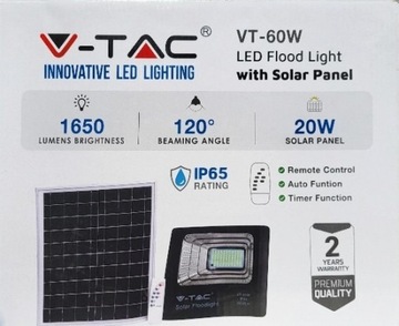 Projektor LED Solarny V-TAC 20W IP65 4000K 1650lm