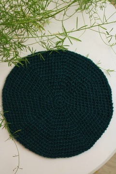 Ciemnoturkusowy beret handmade