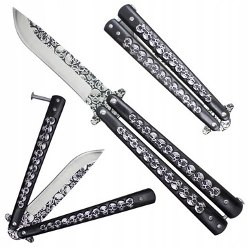 NÓŻ MOTYLKOWY MOTYLEK OSTRY BALISONG CZASZKI