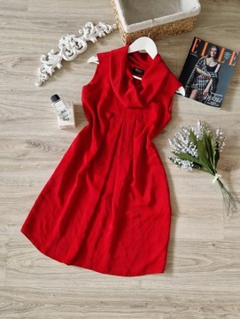 XS/S Elegancka Czerwona Plisowana Sukienka Golf