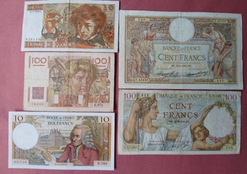Zestaw banknotów Francja 1934-1978r.