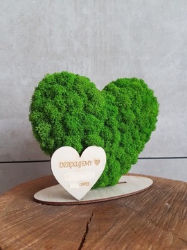 Serce z zielonego mchu chrobotka 14 cm prezent
