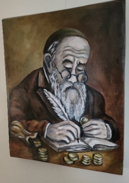 Obraz na drewnie-żyd na szczęście