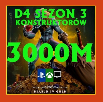 Diablo 4 SEZON 3 Gold 3000M D4 Złoto PC XboX PS