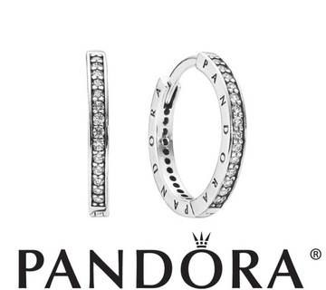 Pandora Lśniące kolczyki koła z logo Pandora