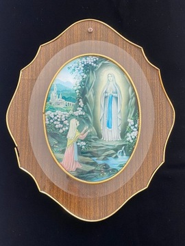 Stary Obraz Podswietlany Matka Boska z Lourdes 