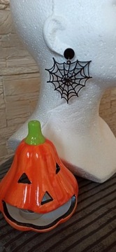 Duże kolczyki Halloween pajęczyna 7 cm