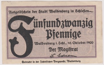 Waldenburg (Wałbrzych), 25 Pf, 10.10.1920 (f)