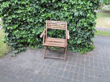 3 krzesła ogrodowe drewniane rozkładane używane - cena za 3 szt.