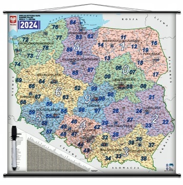 MAPA POLSKI Kodowa Ścienna 110x120cm POLSKA 2024