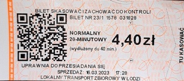 Bilet normalny 4,40 zł - MPK Łódź