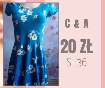 Niebieska letnia sukienka. S. 36. C&A. sukienka. 