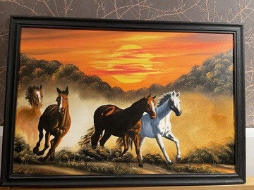 Obraz olejny - konie 