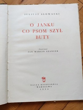 O Janku co psom szył buty Słowacki Juliusz [pierwodruk] (1954)