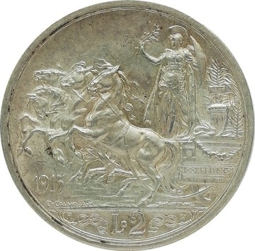 Włochy 2 lire 1915, Ag KM#55