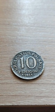 10 fenigów Królestwo polskie 1918, ładny stan, BCM