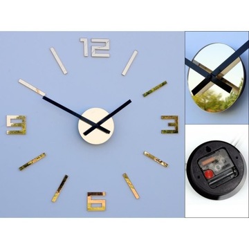 Zegar ścienny Arabic złote lustro 50 cm DIY cichy