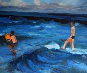 obraz olejny pt. "Kąpiel w morzu"