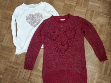 Komplet sweter + bluzka r. 140 cm