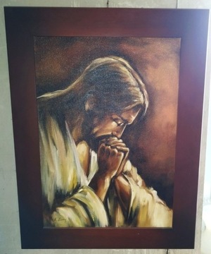 Obraz olejny modlący się Jezus