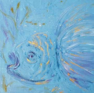 Obraz  ręcznie malowany 25x25 "Ryba"