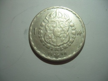Srebro Szwecja 1 korona 1946