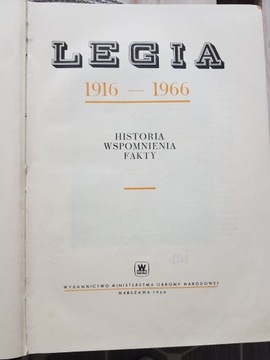 LEGIA 1916-1966 HISTORIA, WSPOMNIENIA, FAKTY
