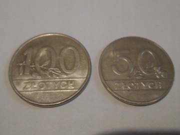 MONETY PRL 50 i 100 ZŁOTYCH 1990 ZESTAW 2 szt.